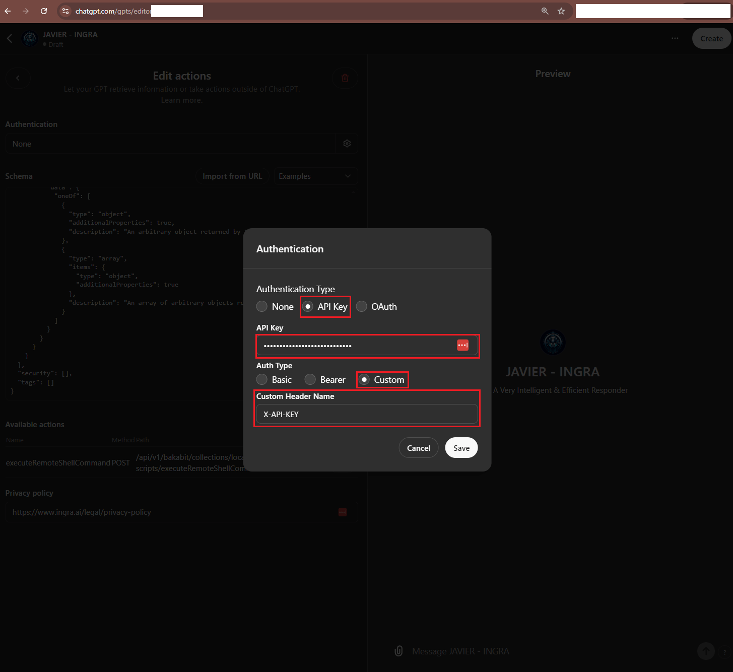 Screenshot of ChatGPT API Key Setup